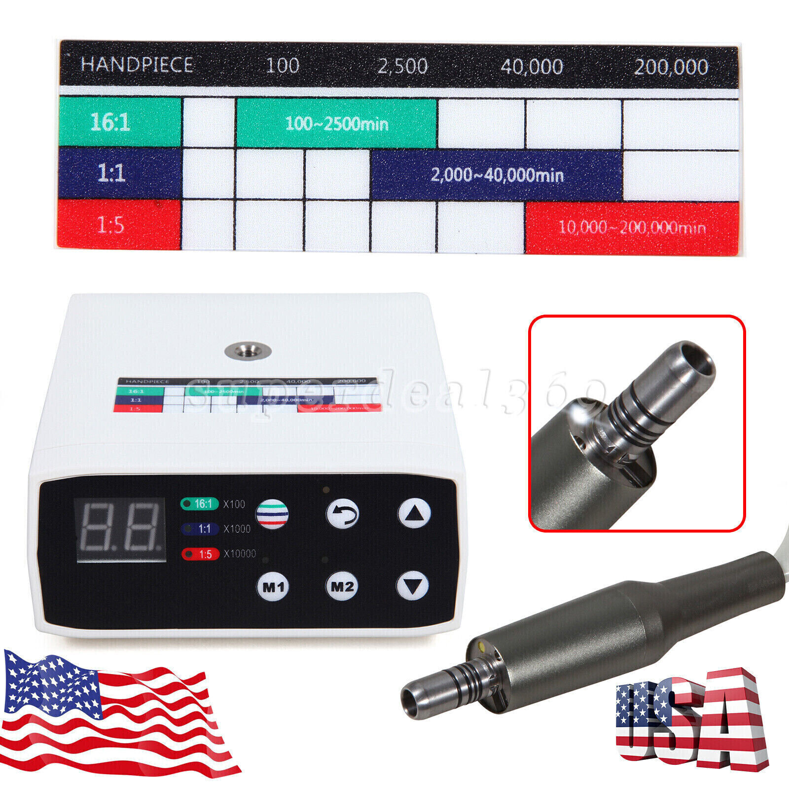USA NSK Style Dental Brushless LED Electric Micro Motor /1:5 1:1 LED Handpiece
